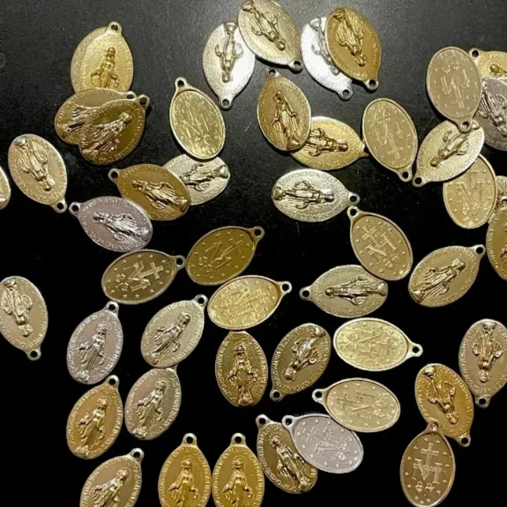Lot of 50 Gold Tone Miraculous Mary Religious Medals from the 1940's/1950's